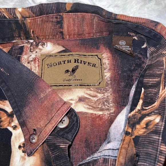 North River Vintage Hunting Button Up Deer / Buck Flannel Size XXL Deer Season - Picture 2 of 4